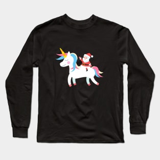 Christmas Santa Riding Unicorn Long Sleeve T-Shirt